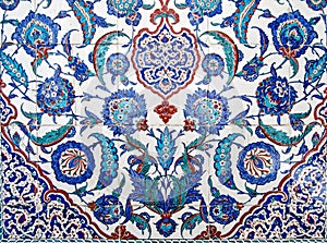 Beautiful Iznik tiles on tomb of Sultan Murad III, Istanbul photo