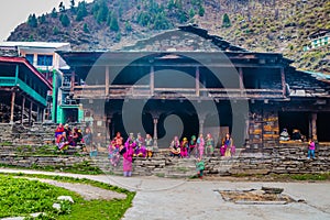 Beautiful Jamlu Devta Temple and people in Pini, India