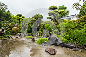 Beautiful Japanese garden in Chiran Samurai district in Kagoshima, Japan