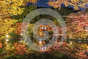 Japanese garden with colorful maple trees in Daigoji temple in autumn season, Kyoto, Japan