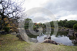 Beautiful Japanese garden inside Nijo Castle in Kyoto