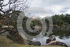 Beautiful Japanese garden inside Nijo Castle in Kyoto