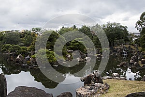 Beautiful Japanese garden inside Nijo Castle in Kyoto