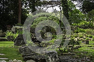 Beautiful Japanese-style garden during springtime