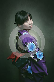 Beautiful japanese woman in traditional kimono