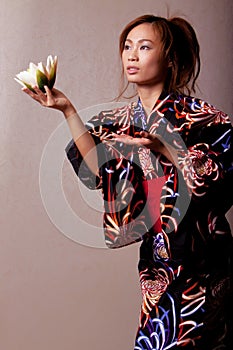 Beautiful japanese woman wearing kimono