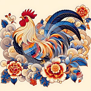 Beautiful japanse rooster artwork