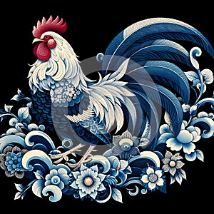 Beautiful japanse rooster artwork