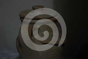 Beautiful jar of ancient natural mud to store objects
