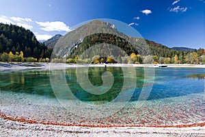 Beautiful Jasna lake at Kranjska Gora in Slovenia photo