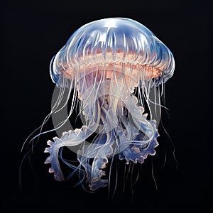 Beautiful jellyfish on a black background. Generated AI