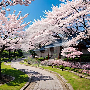 a beautiful Jinhae cherry blossom festival in South Korea.