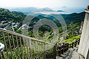 Beautiful Jiufen Old town from top of the mountain