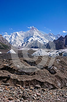 Beautiful K2 and Broad Peak from Concordia in the Karakorum Mountains Pakistan