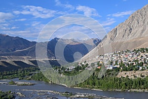 Beautiful Kargil town of ladakh on a summer morning