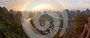 Beautiful Karst Mountains panorama, Guilin, China