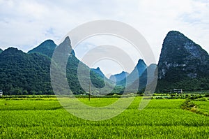 Beautiful Karst moutains and rural scenery