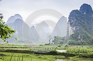 Beautiful karst rural scenery in Guilin, China