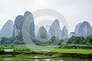 Beautiful karst rural scenery in Guilin, China