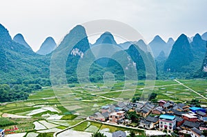 Beautiful karst rural scenery in Guilin, China