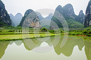 Beautiful karst rural scenery in Guilin, China