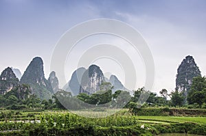 Beautiful karst rural scenery in Guilin, China