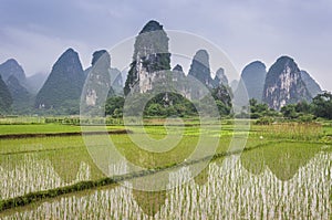 Beautiful karst rural scenery in Guilin, China