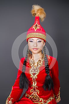 Beautiful kazakh woman in national costumeâ€“ stock image