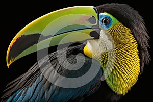 Beautiful Keel-billed Toucan Close Up. Colorful and Vibrant Animal.