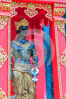 Beautiful King Mangrai statue at Wat Phra Kaew, Chiang Rai, Thailand. King Mangrai, also known as Mengrai. He founded the city of