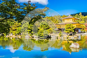 Beautiful Kinkakuji temple with golden pavillion in Kyoto japan