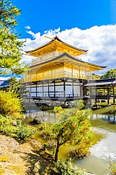 Beautiful Kinkakuji temple with golden pavillion in Kyoto japan
