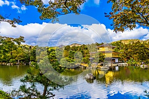 Beautiful Kinkakuji temple with golden pavillion in Kyoto japan