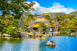 Beautiful Kinkakuji temple with golden pavillion in Kyoto japan