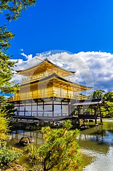 Beautiful Kinkakuji temple with golden pavillion in Kyoto japan