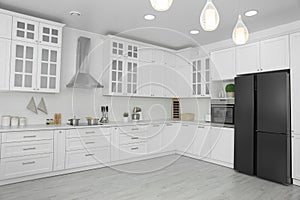 Beautiful kitchen interior with new furniture