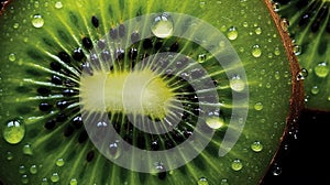 Beautiful kiwi with dew droplets photo