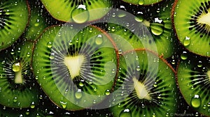 Beautiful kiwi with dew droplets photo