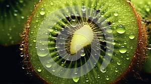 Beautiful kiwi with dew droplets photo