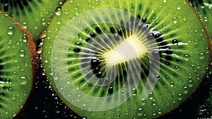 Beautiful kiwi with dew droplets photo