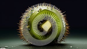 Beautiful kiwi with dew droplets photo