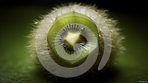 Beautiful kiwi with dew droplets photo