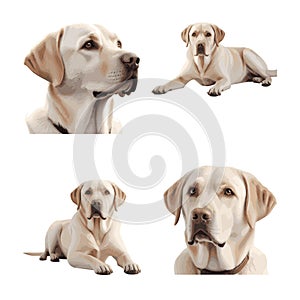 Beautiful Labrador Retriever set isolated on a white background