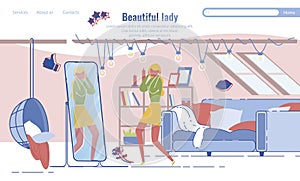 Beautiful Lady in Bedroom Landing Page Design