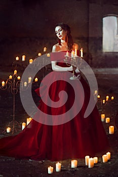 Beautiful lady with candles