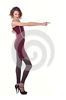 Beautiful lady with copy space of white background