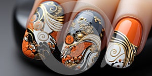 Beautiful lady fingers with nail art design