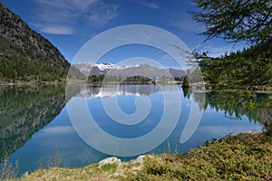 Beautiful Lago d`Aviolo with Reflection. photo
