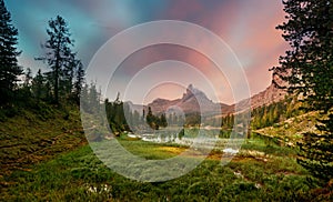 The beautiful Lago Di federa See early in the morning