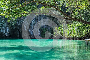 Beautiful lagoon, the beginning of the longest navigable underground river in the world. Puerto Princesa, Palawan, Philippines.